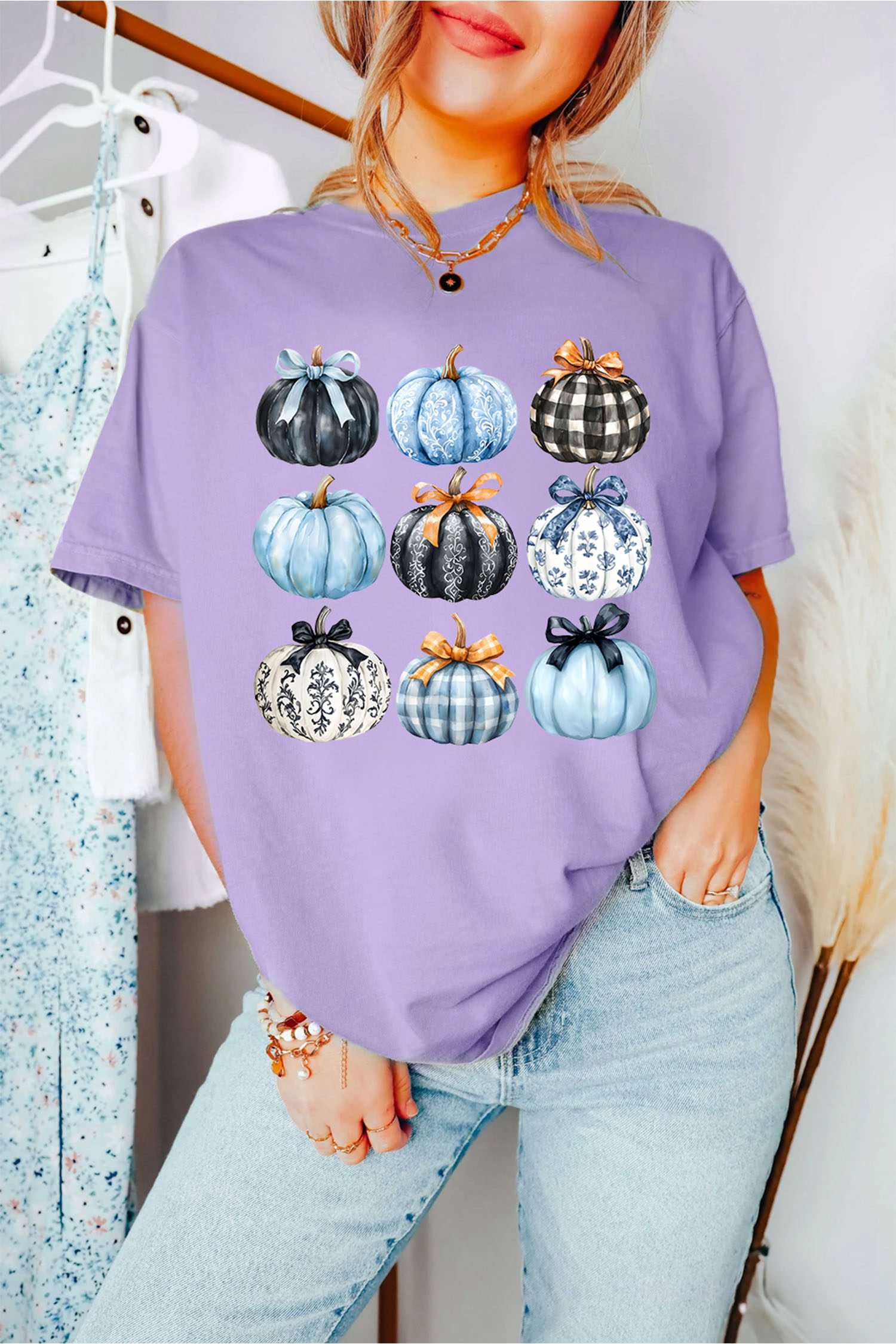 Wisteria Chic Pumpkin Graphic Relaxed T Shirt - Image 5