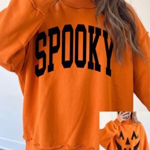 Carrot Oversize Halloween Print Mock Neck Reversible Sweatshirt