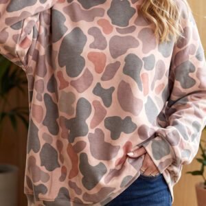 Multicolour Camouflage Western Style Pullover Sweatshirt