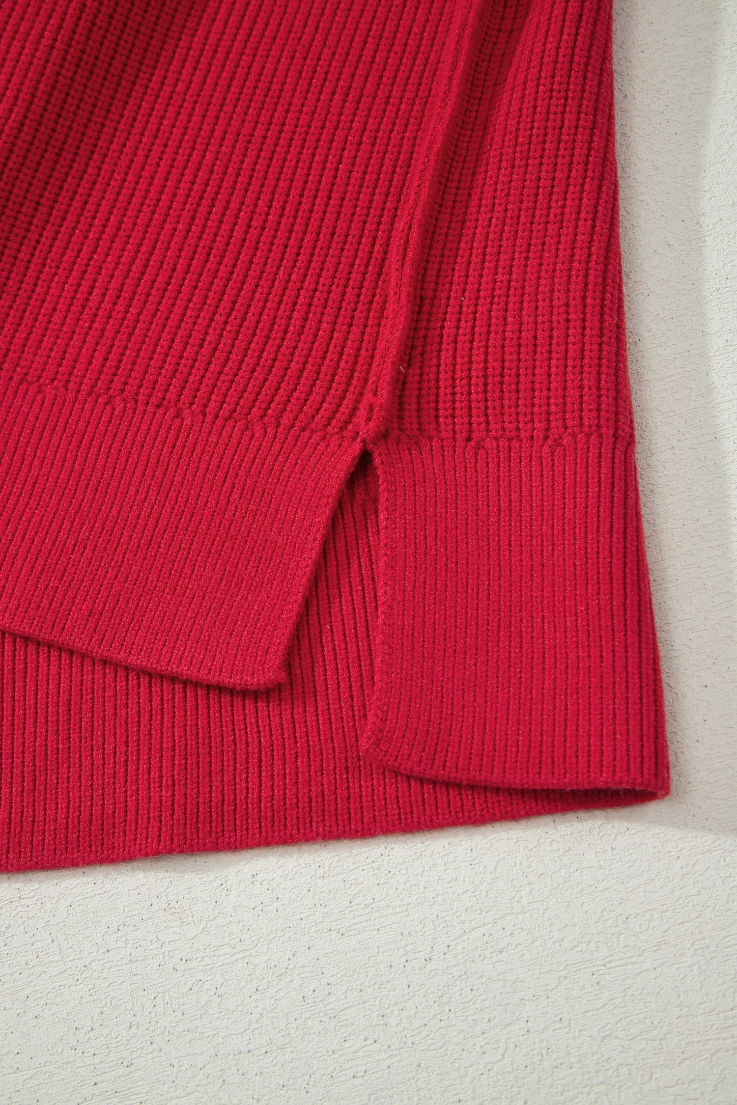 Red Dahlia Long Sleeve Ribbed Knit Stand Neck Regular Fit Sweater - Image 11