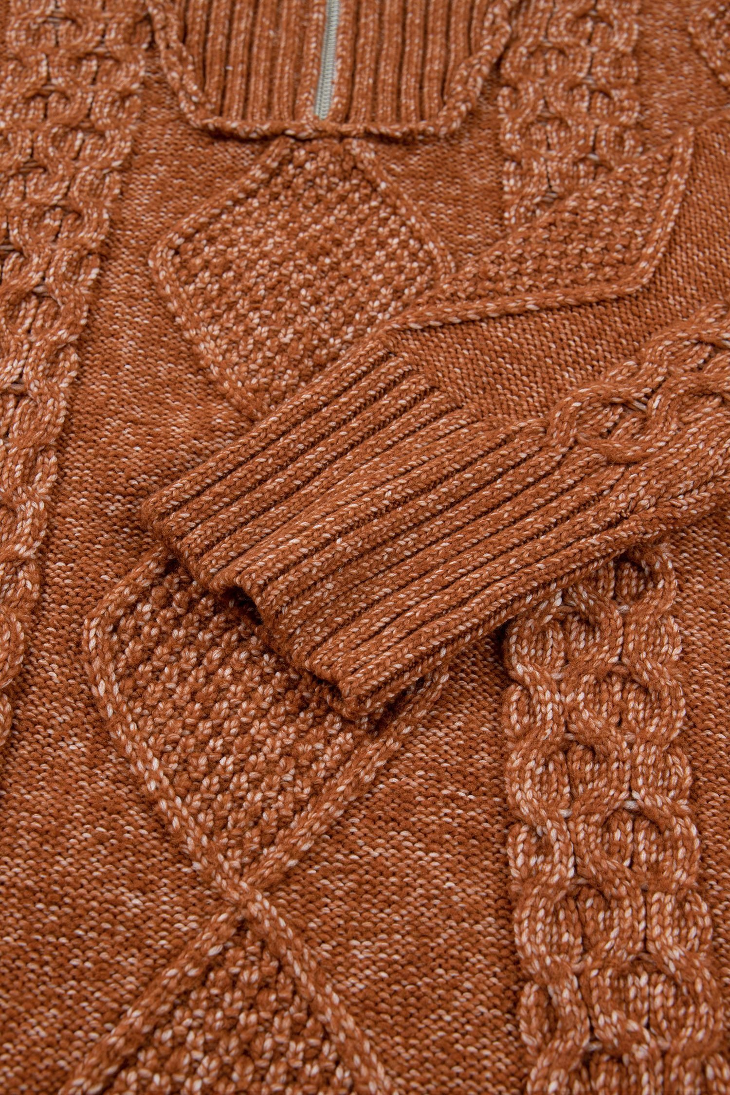 Clay Zip-Up Cable Knit Drop Shoulder Sweater Dress