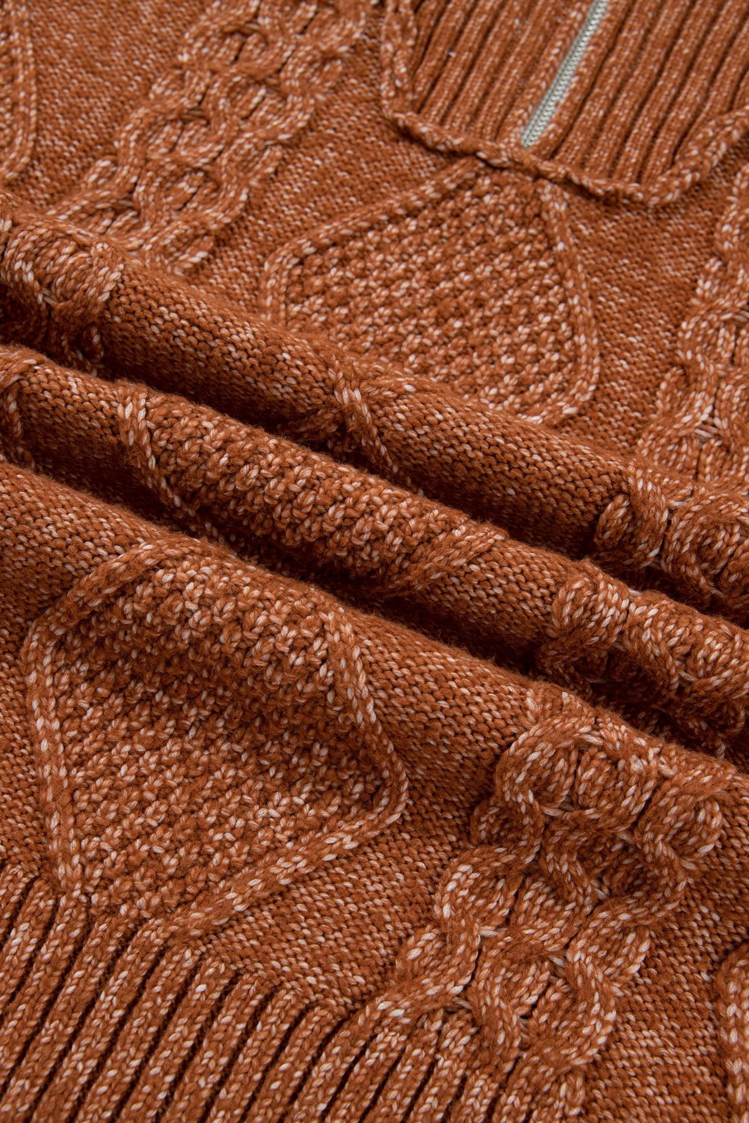 Clay Zip-Up Cable Knit Drop Shoulder Sweater Dress