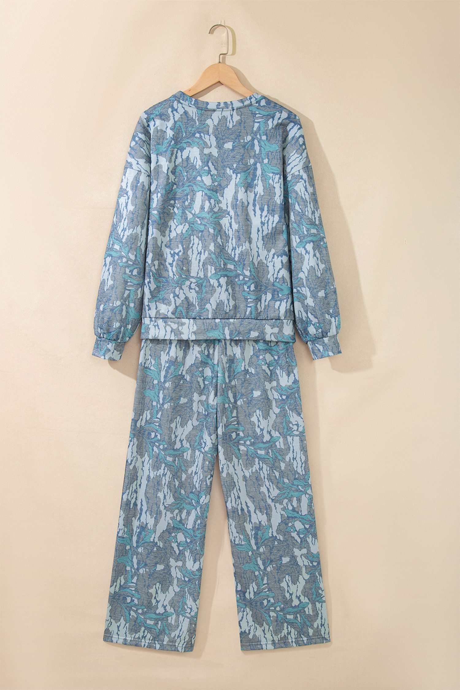 Multicolour Abstract Floral Print Loose Pullover Drawstring Pants 2pcs Set - Image 5