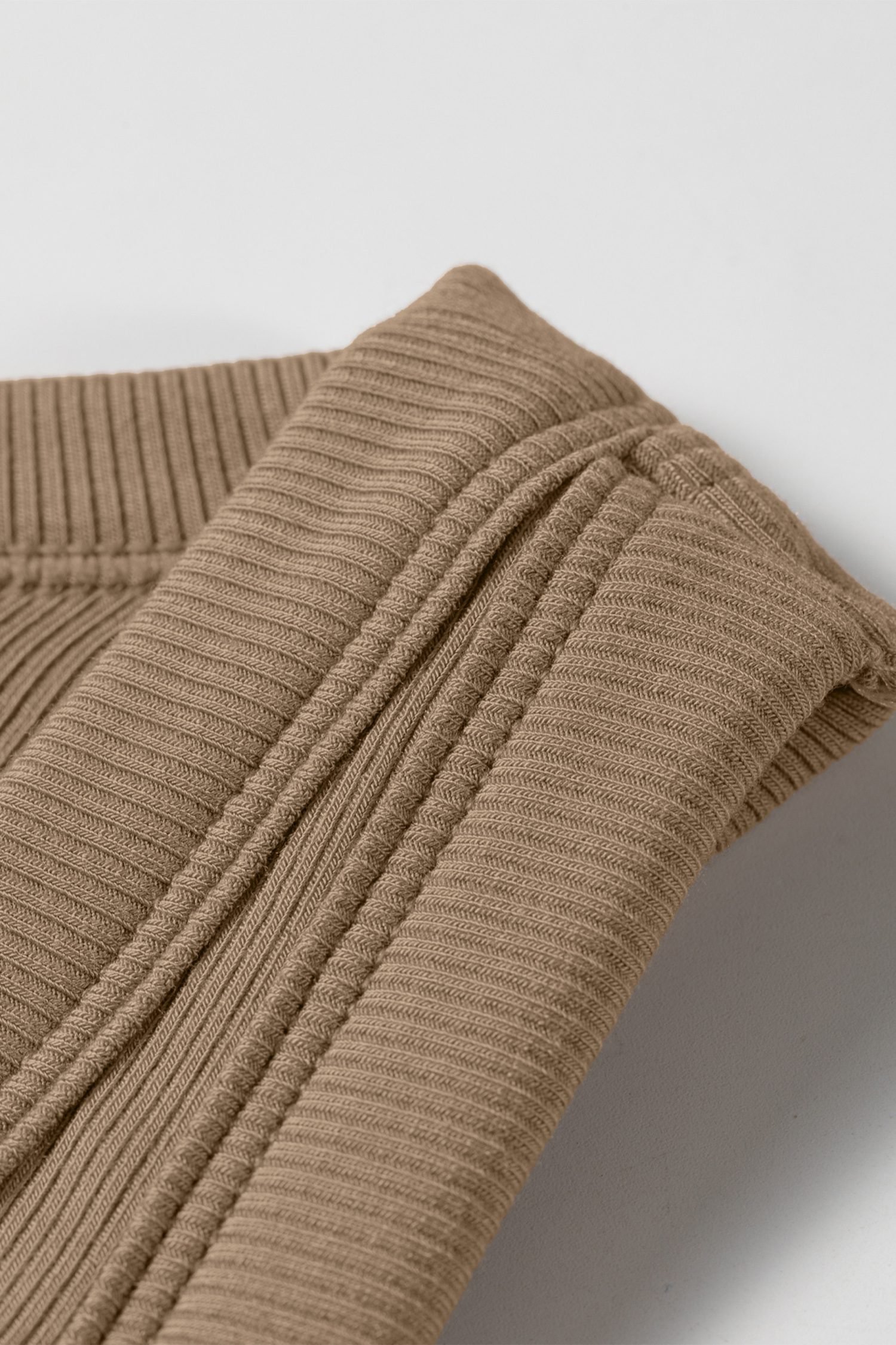 Dark Khaki Slim Ribbed Padded Tank Top