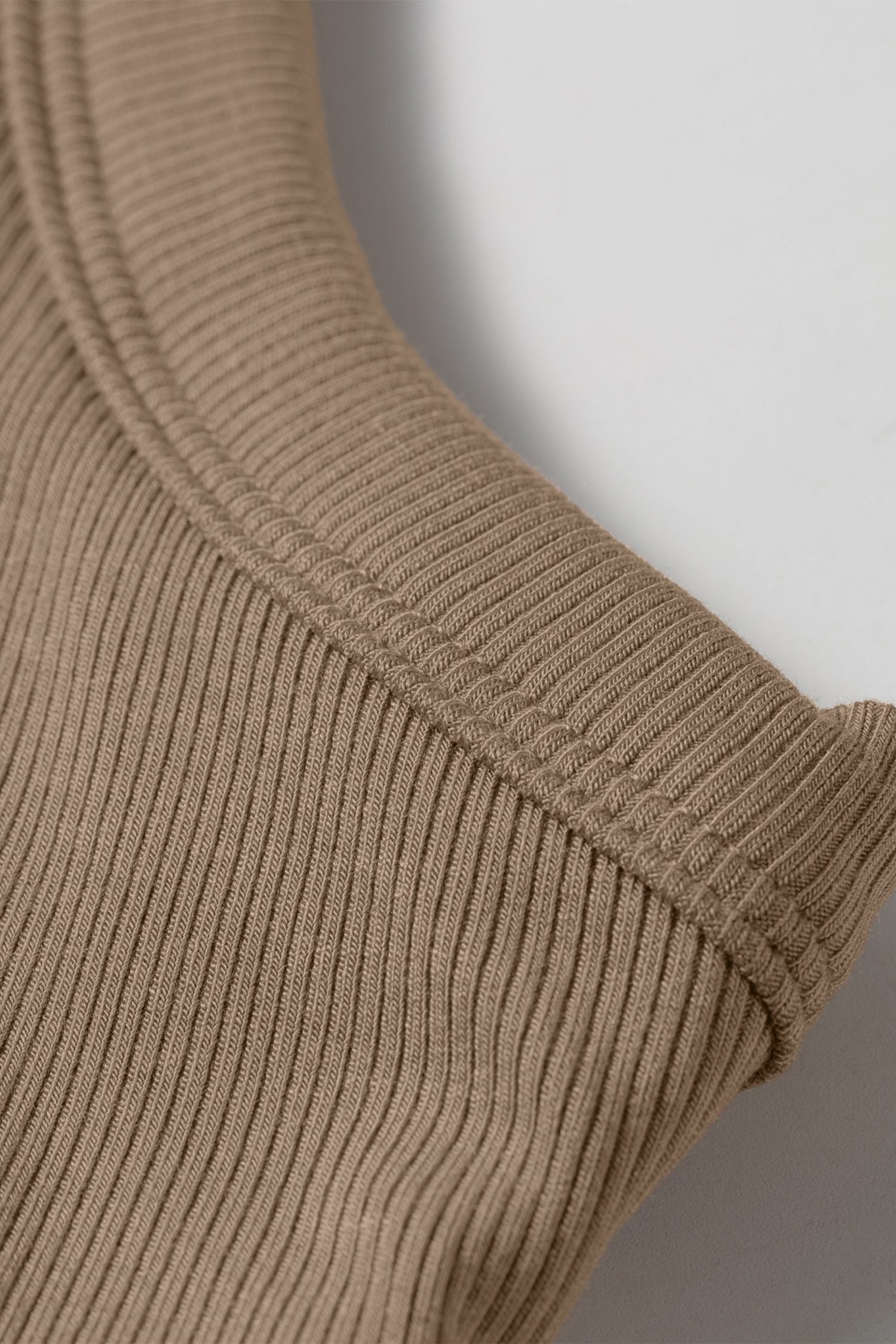 Dark Khaki Slim Ribbed Padded Tank Top