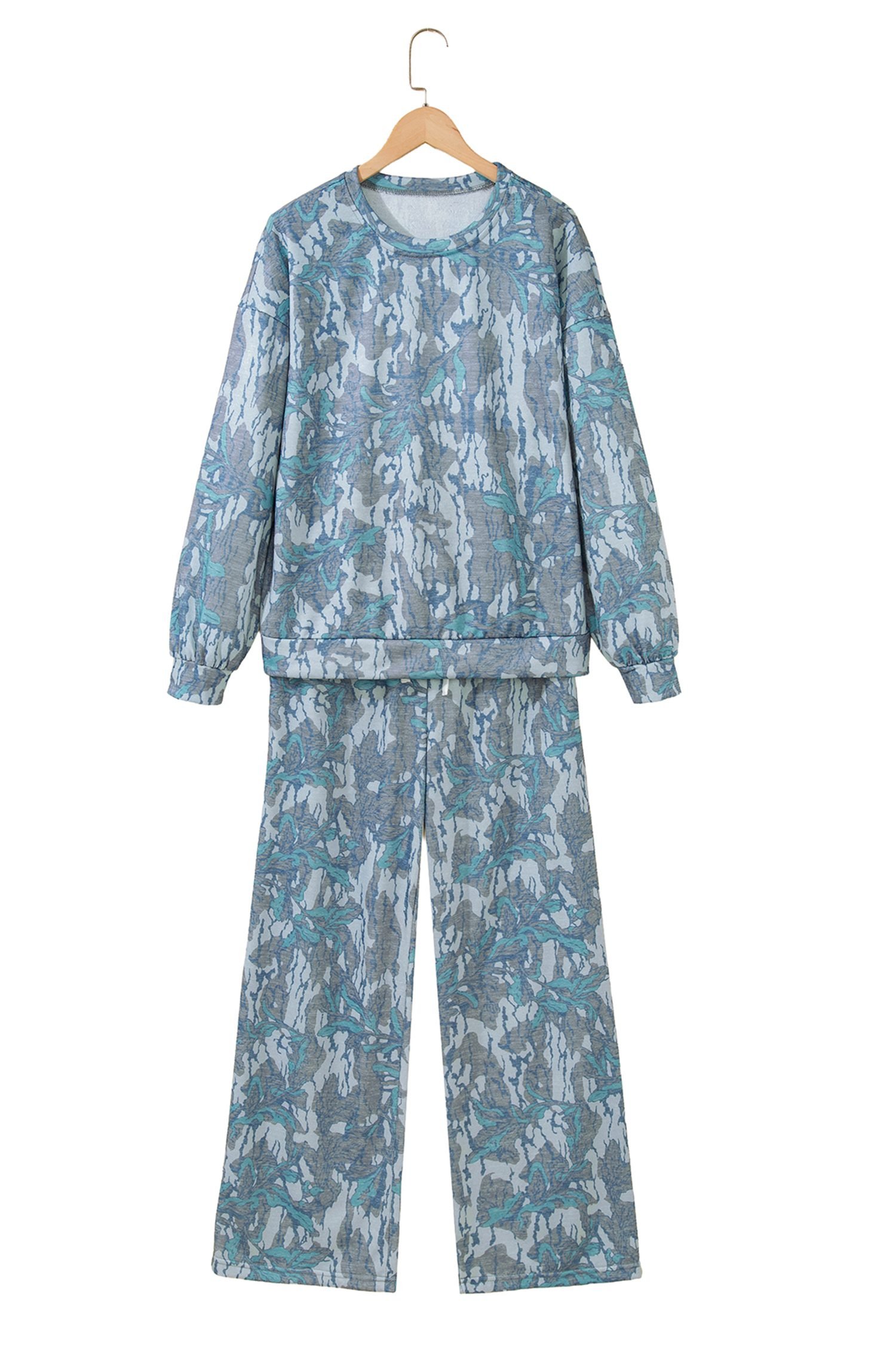 Multicolour Abstract Floral Print Loose Pullover Drawstring Pants 2pcs Set - Image 16