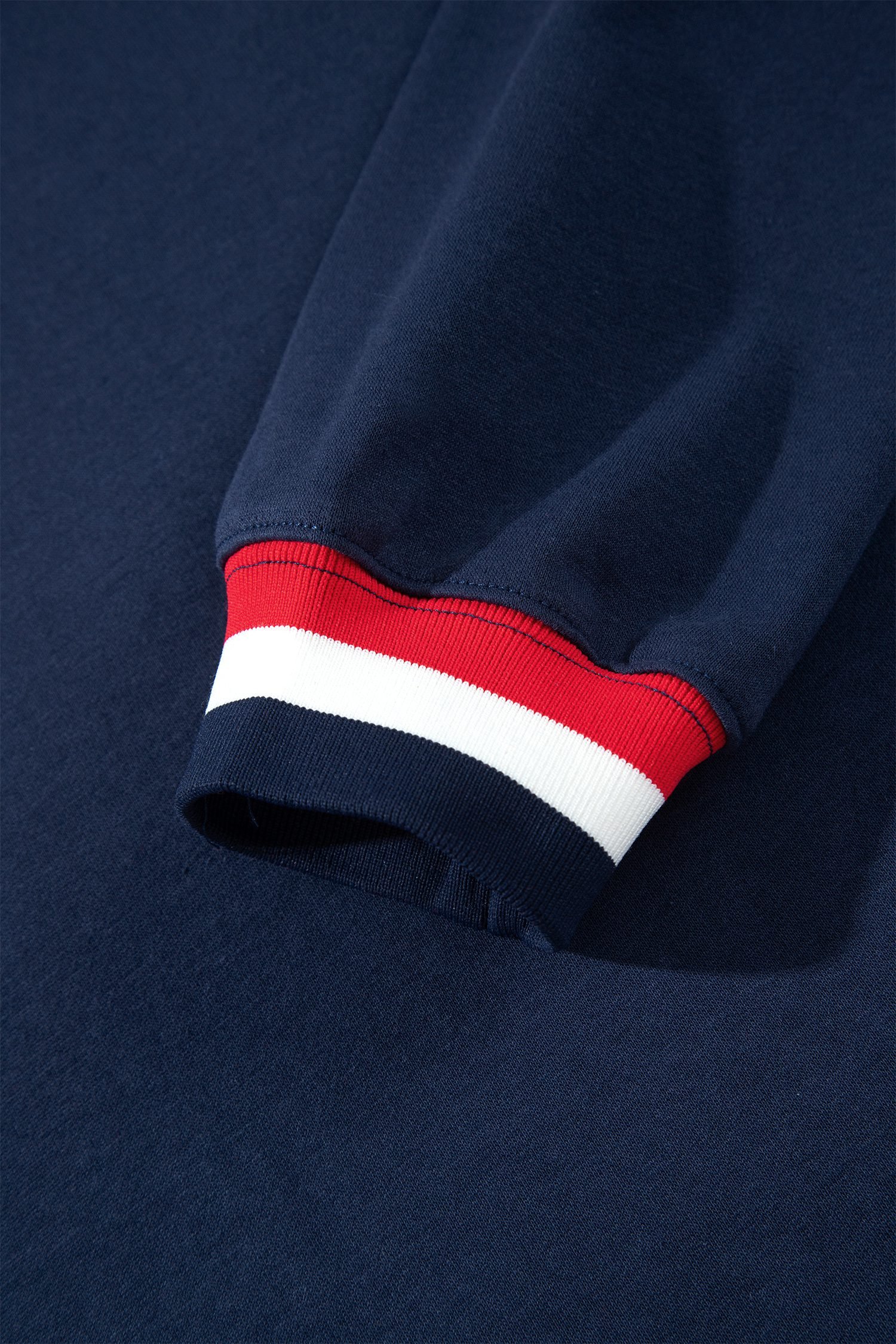 Dirty blue USA Slogan Patch Embroidery Colorblock High Neck Long Sleeve Sweatshirt