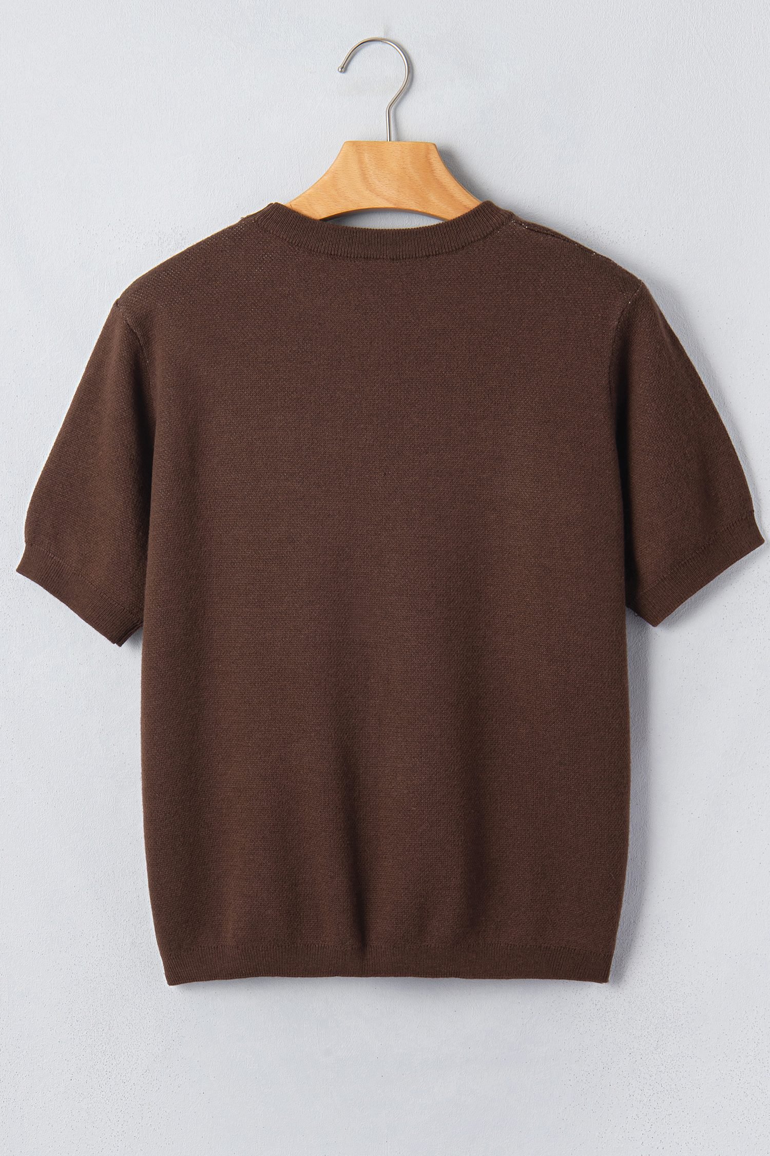 Brown Western Print Short Sleeve Knit Casual Sweater - Image 13
