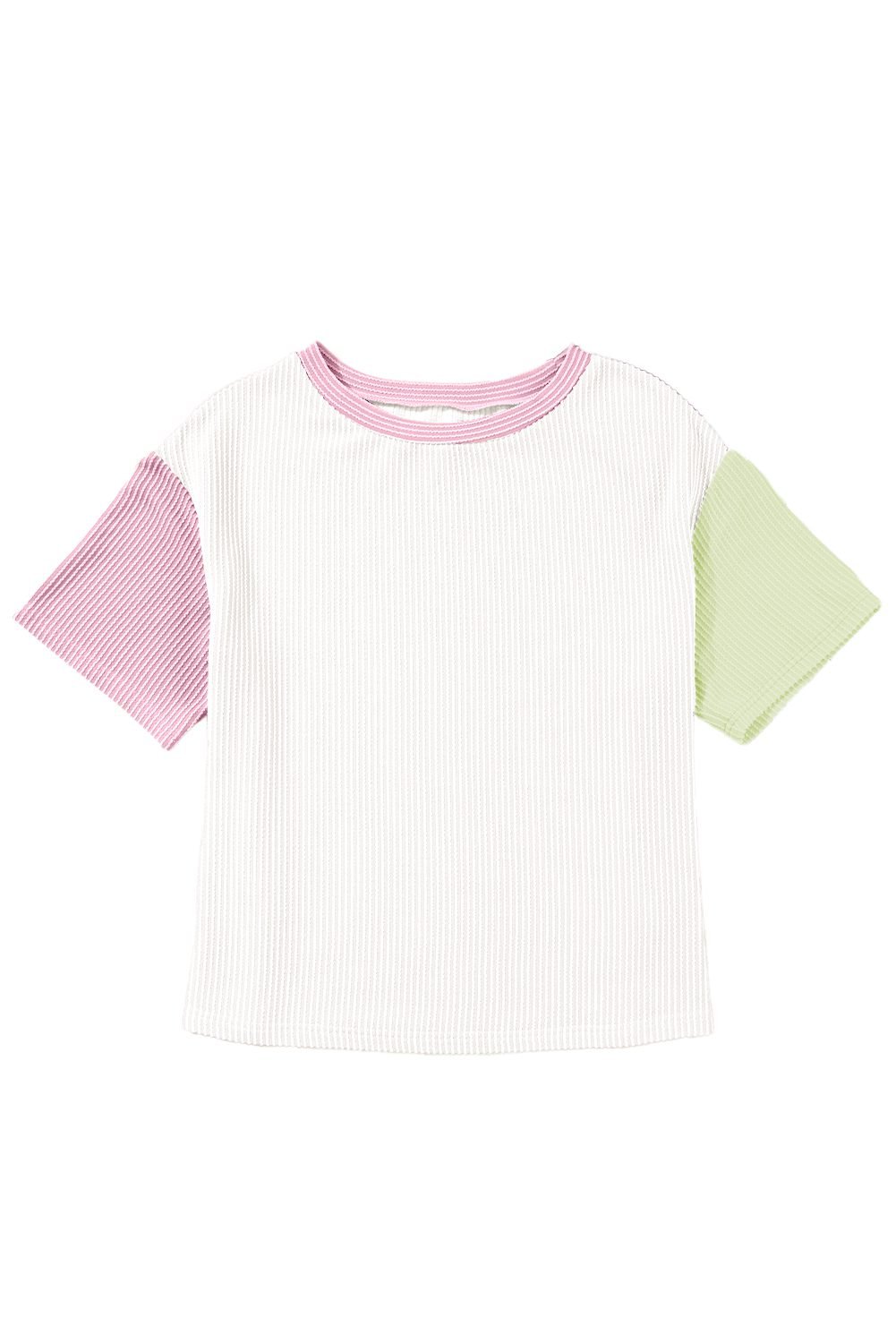 White Corded Colorblock Crewneck Tee - Image 8