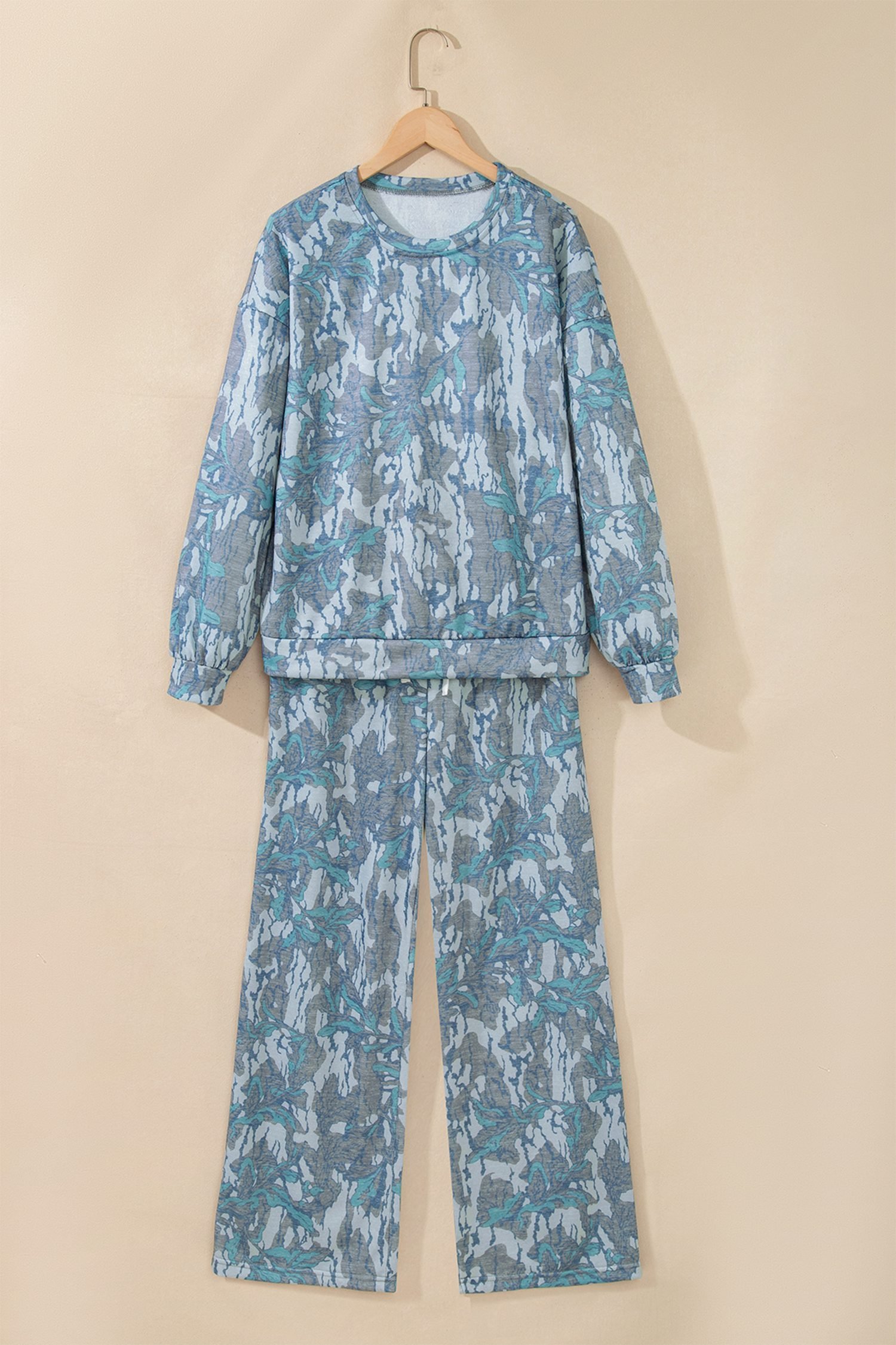 Multicolour Abstract Floral Print Loose Pullover Drawstring Pants 2pcs Set - Image 6