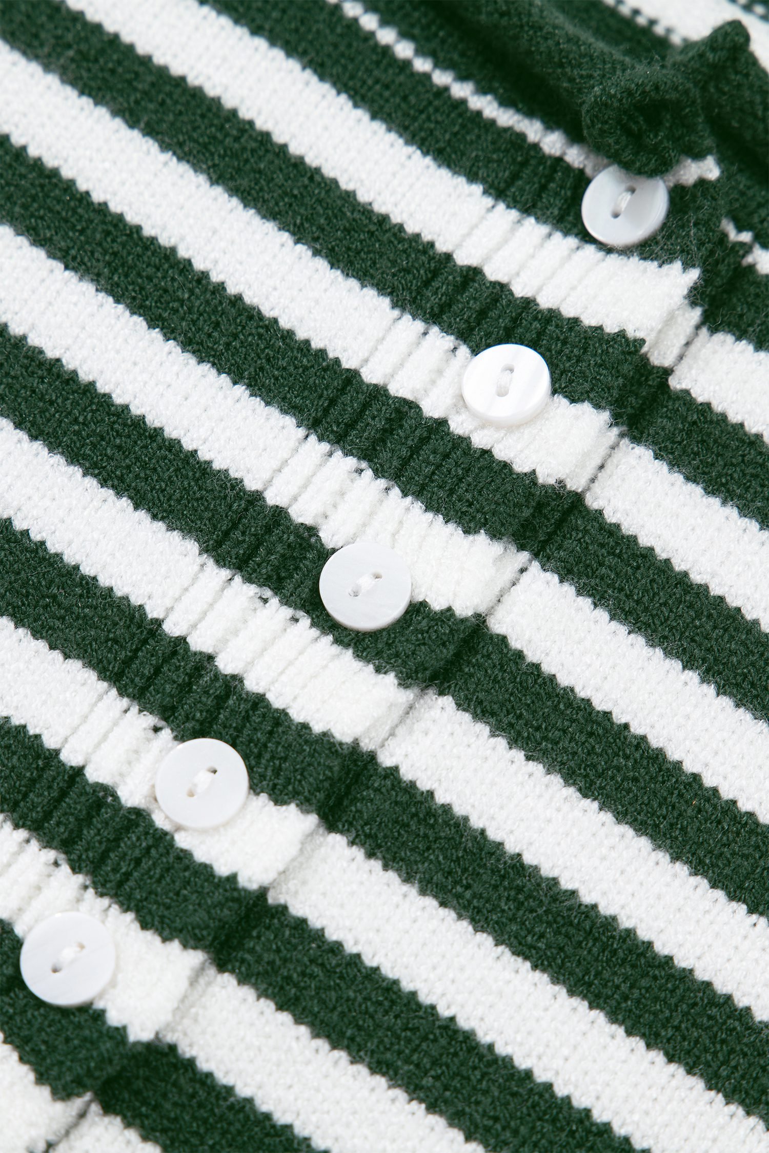 Green Stripe Striped Button Placket Drop Shoulder Long Sleeve Sweater - Image 15