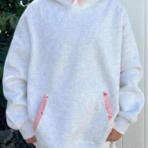 Gray Contrast Patchwork Oversized Hoodie