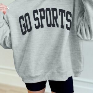 Gray Mock Neck GO SPORTS Graphic Sweatshirt