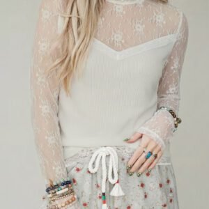 Jet Stream Lace Mesh Long Sleeve Top