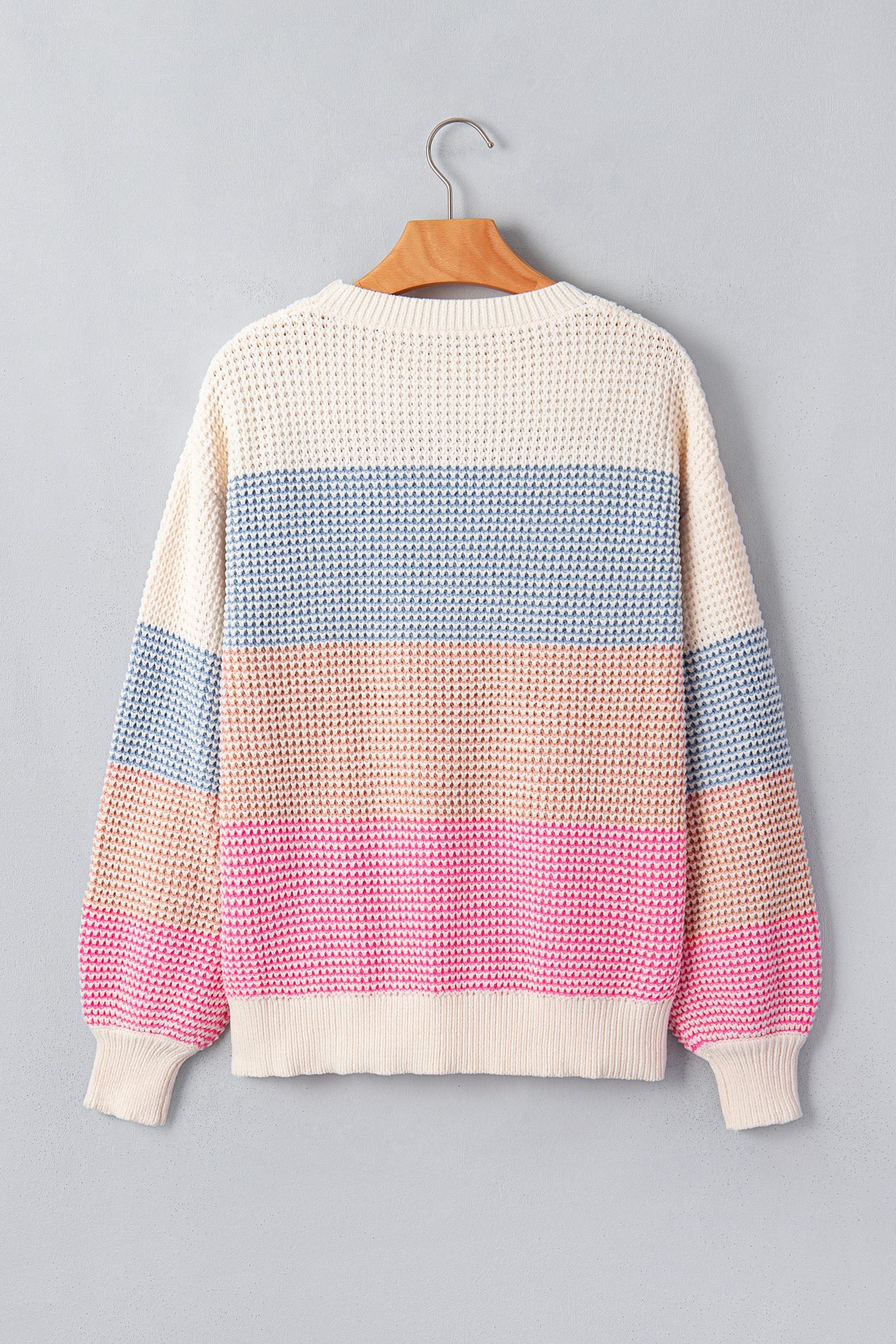Light Blue Drop Shoulder Round Neck Long Sleeve Pullover Sweater