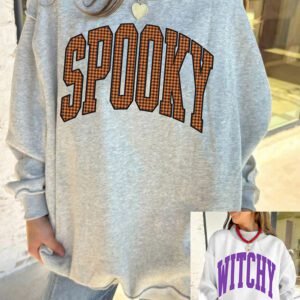 Light Grey Halloween Slogan Print Mock Neck Reversible Sweatshirt
