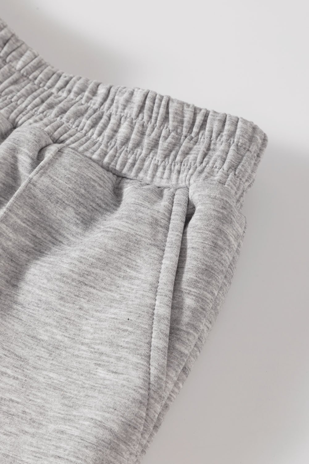 Light Grey Solid Zip Sailor Collar Pullover Athleisure Sweatpants 2pcs Set