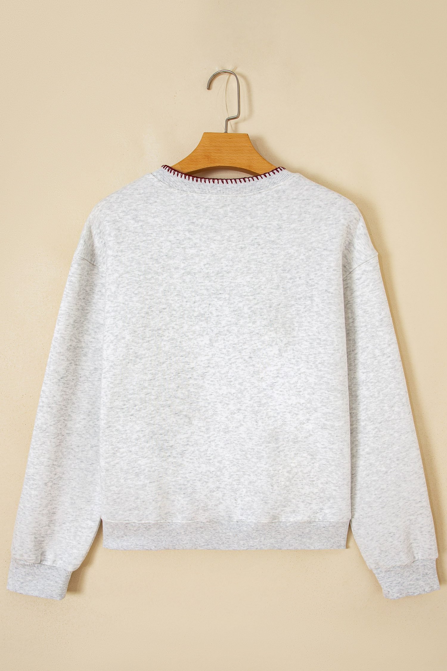 Light Grey Western Print Embroidered Casual Sweatshirt