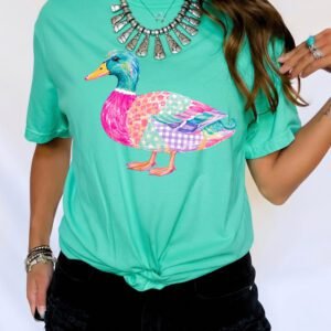 Mint Green Vibrant Mallard Duck Graphic Western T Shirt
