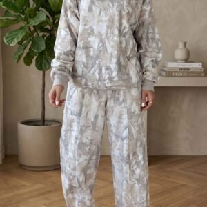 Multicolour Abstract Print Long Sleeve Elastic Waist Pant Set