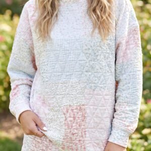 Multicolour Floral Quilted Mock Neck Top and Short Set