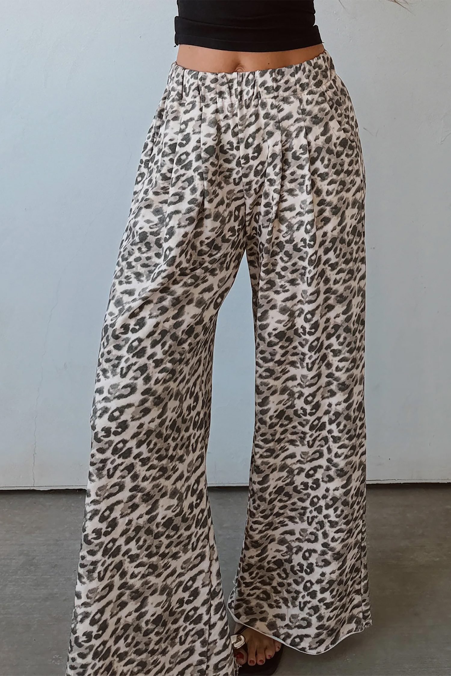 Multicolour Leopard Print Wide Leg Full Length Pants