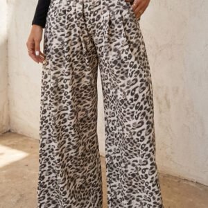 Multicolour Leopard Print Wide Leg Full Length Pants