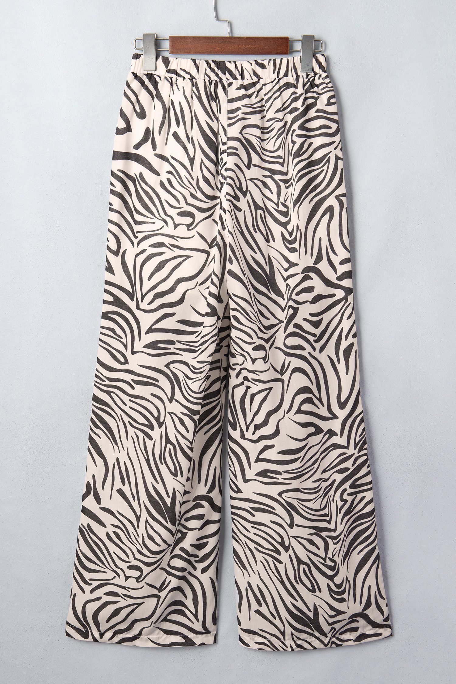 Multicolour Western Print Zebra Pattern Elastic Waist Pocket Full-Length Pants