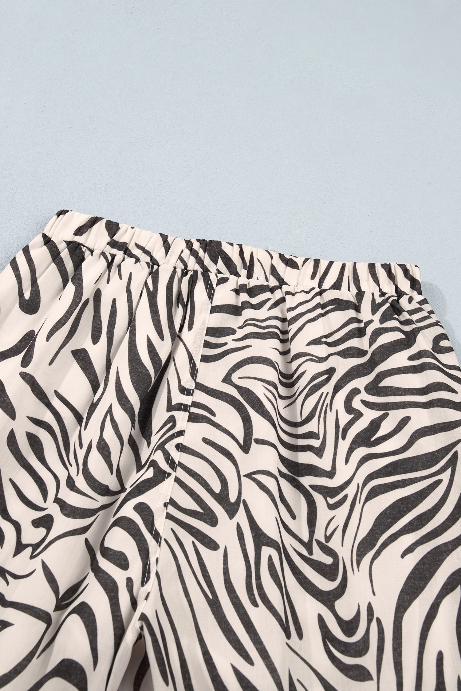 Multicolour Western Print Zebra Pattern Elastic Waist Pocket Full-Length Pants