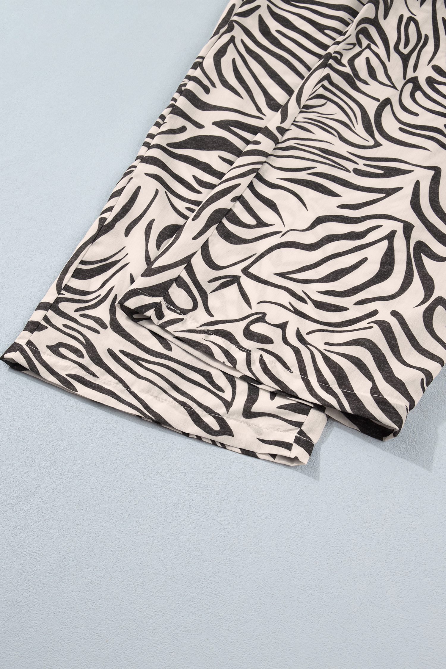Multicolour Western Print Zebra Pattern Elastic Waist Pocket Full-Length Pants