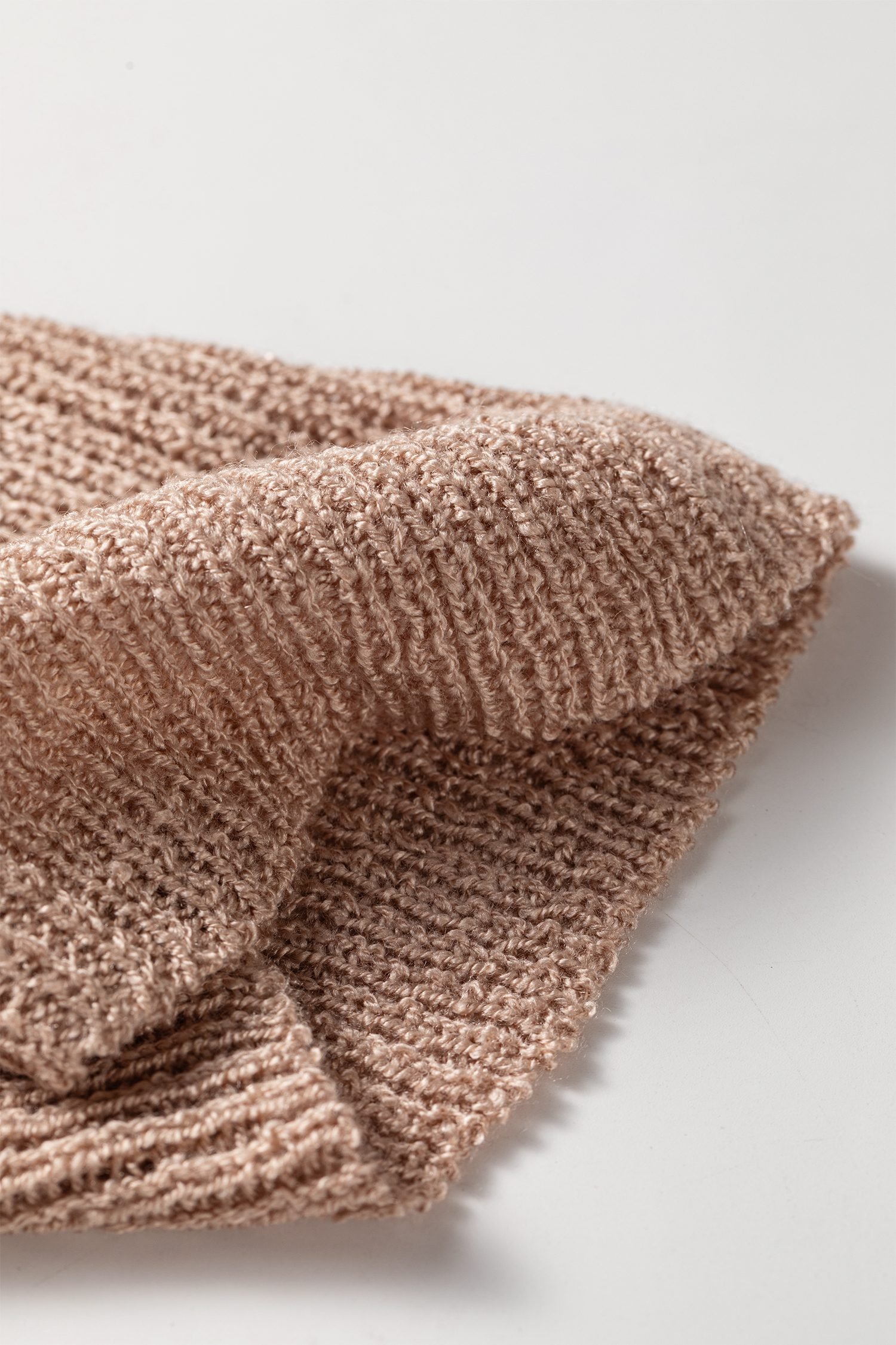Old Rose Drop Shoulder Crochet Knit Open Front Cardigan