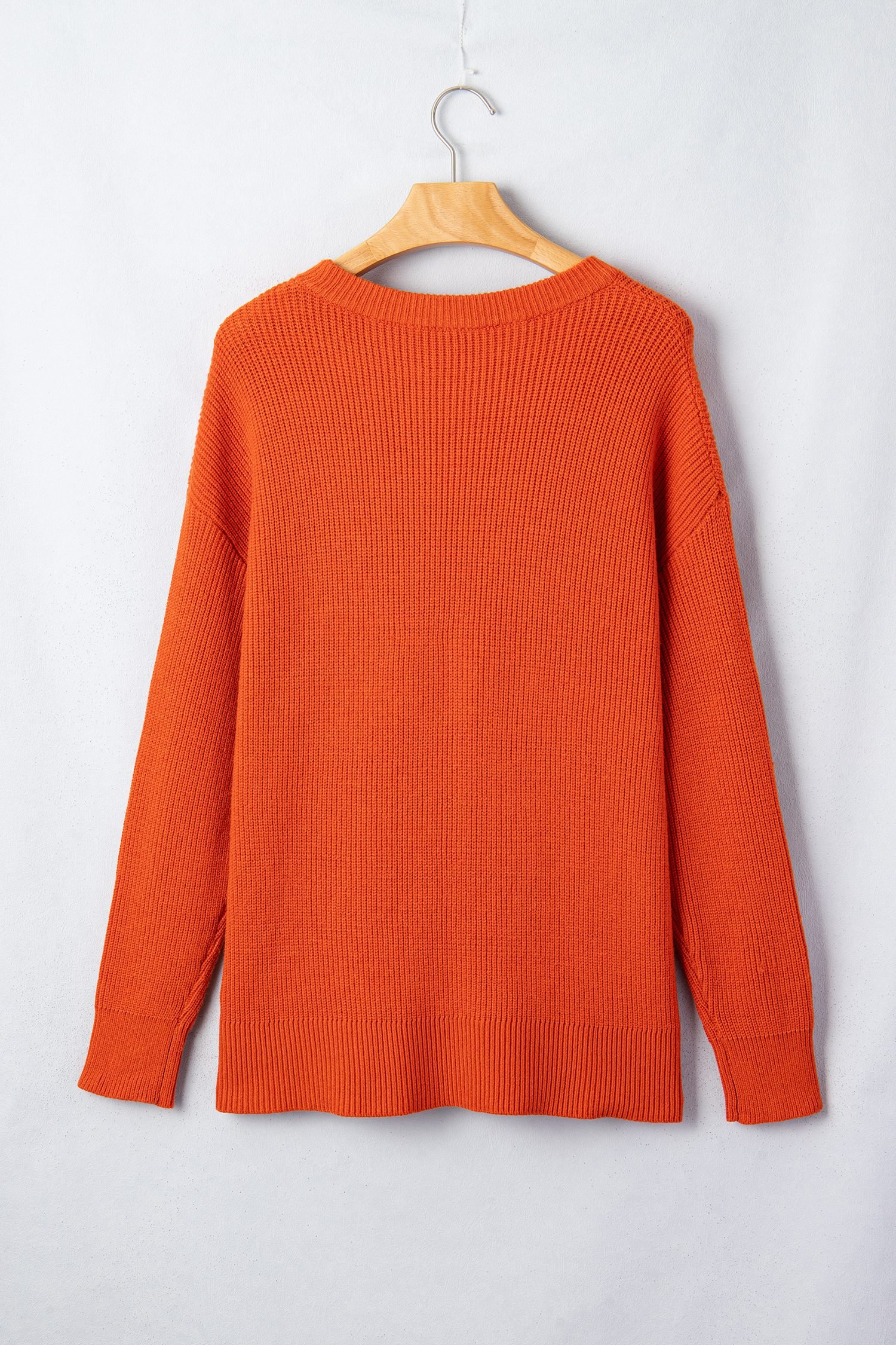 Orange Drop Shoulder Long Sleeve Round Neck Halloween Sweater