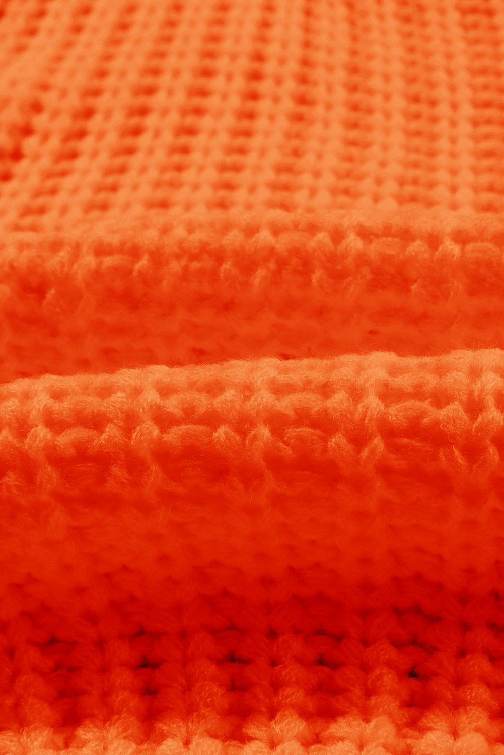 Orange Ribbed Knit Round Neck Slouchy Chunky Sweater