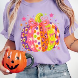 Orchid Petal Playful Pumpkin Printed Graphic T Shirt