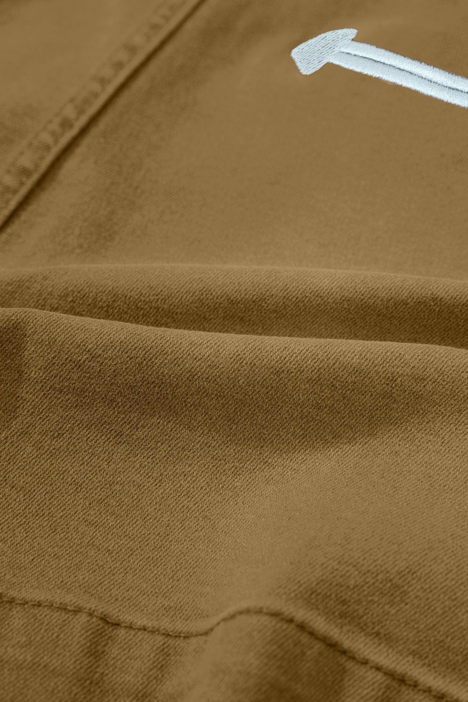Pale Khaki Contrast Arrow Detail Western Denim Shorts