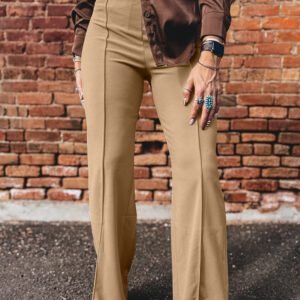 Parchment High Waist Full Length Regular Fit Pants