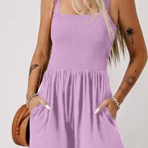 Phalaenopsis Casual Pocketed Smocked Sleeveless Romper