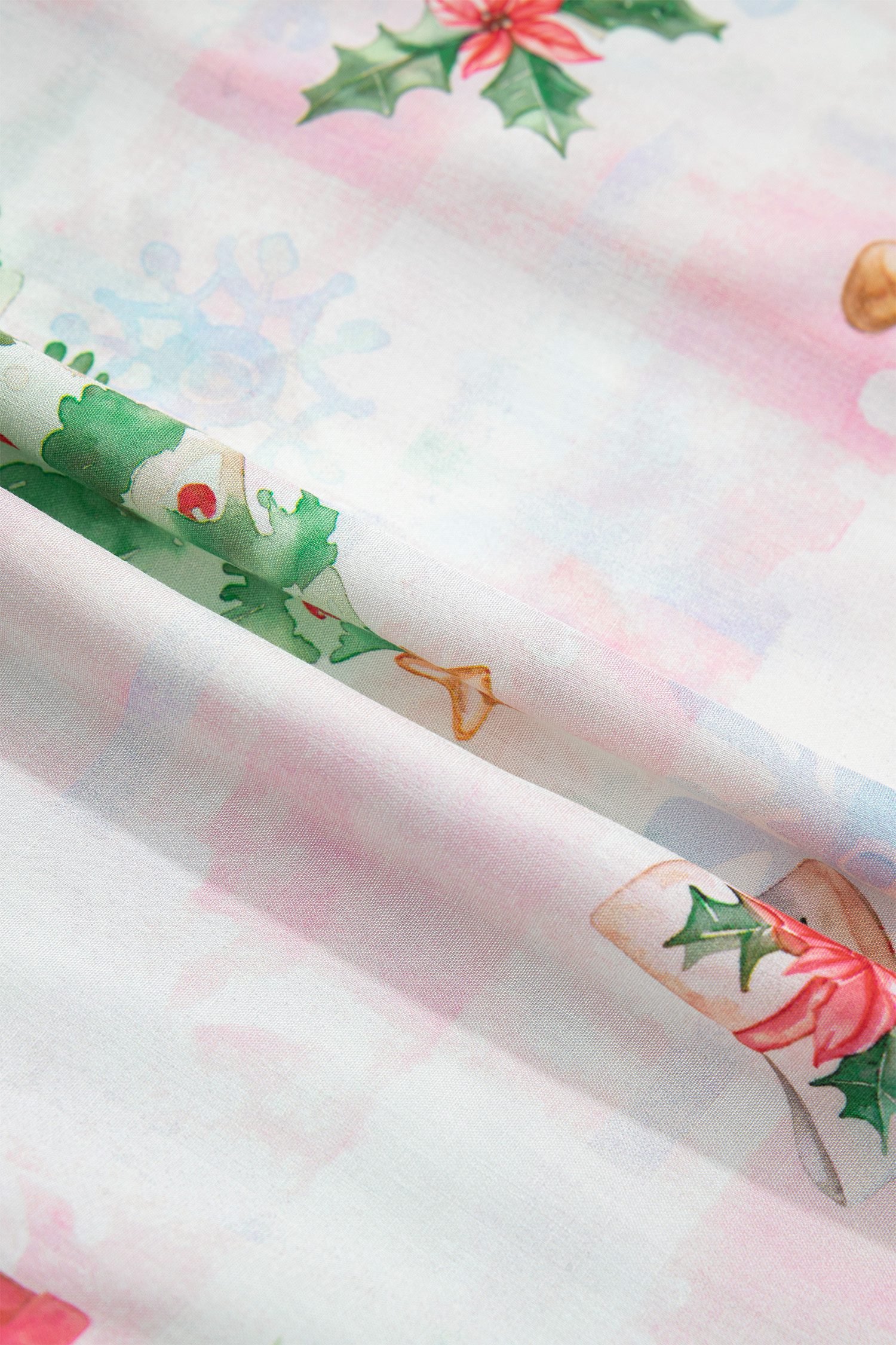 Pink Abstract Christmas Print Long Sleeve Two Piece Shift Lounge Set