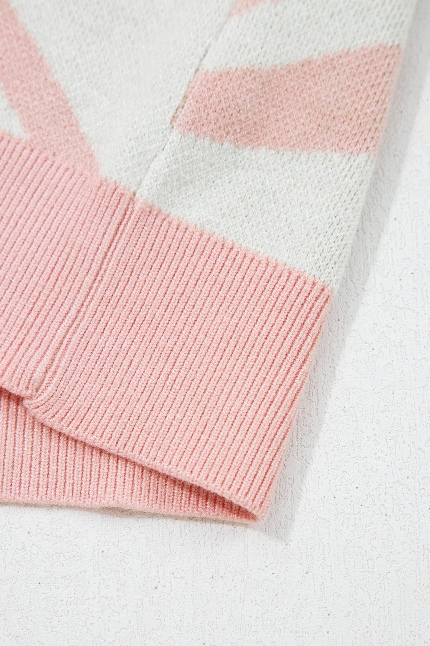 Pink Color Block Trim Button Front Cactus Pattern Western Sweater Vest
