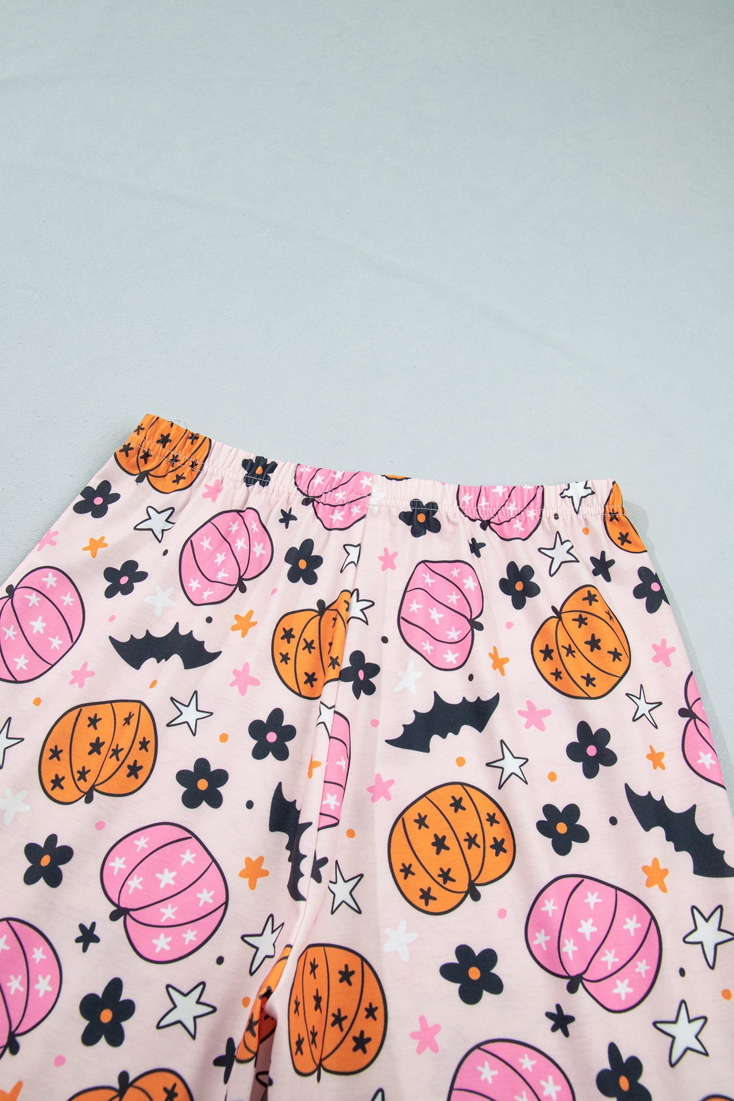 Pink Halloween Pumpkin Print Long Sleeve Home Wear Lounge Set