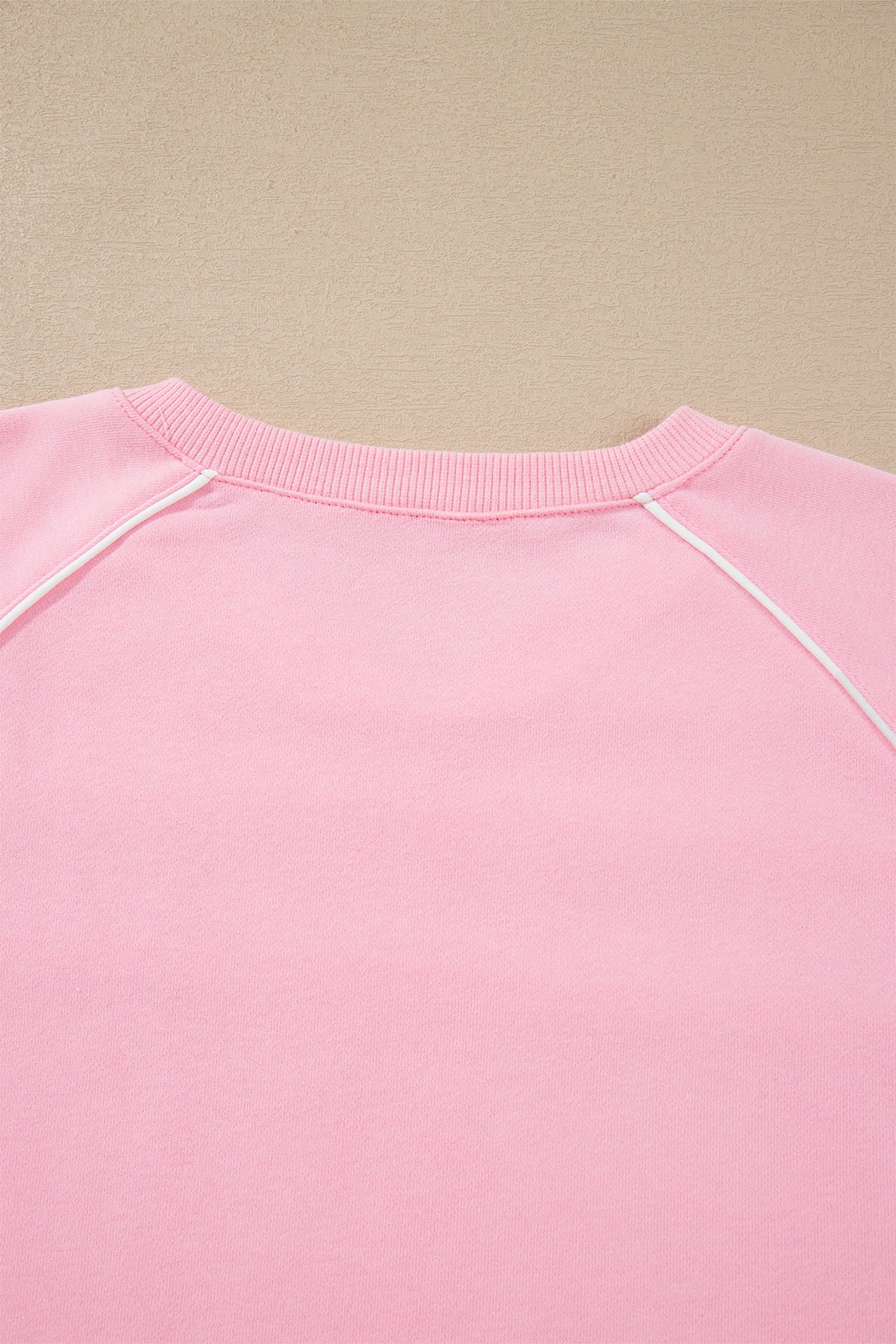 Pink Piping Trim Long Sporty Pullover Drawstring Elastic Waist Shorts Set