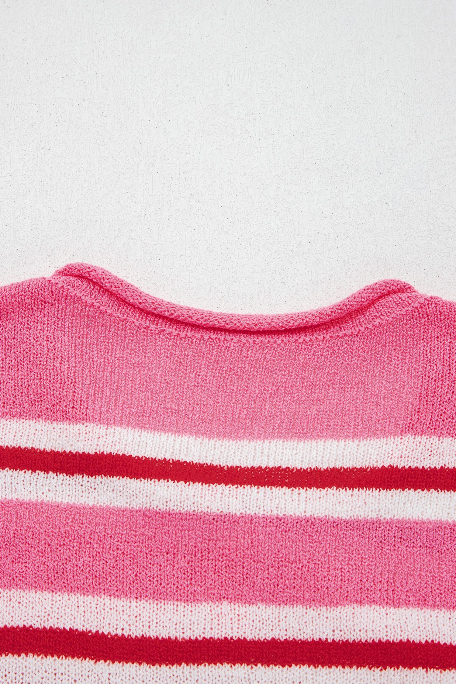 Pink Stripe Striped Drop Shoulder Button Cardigan