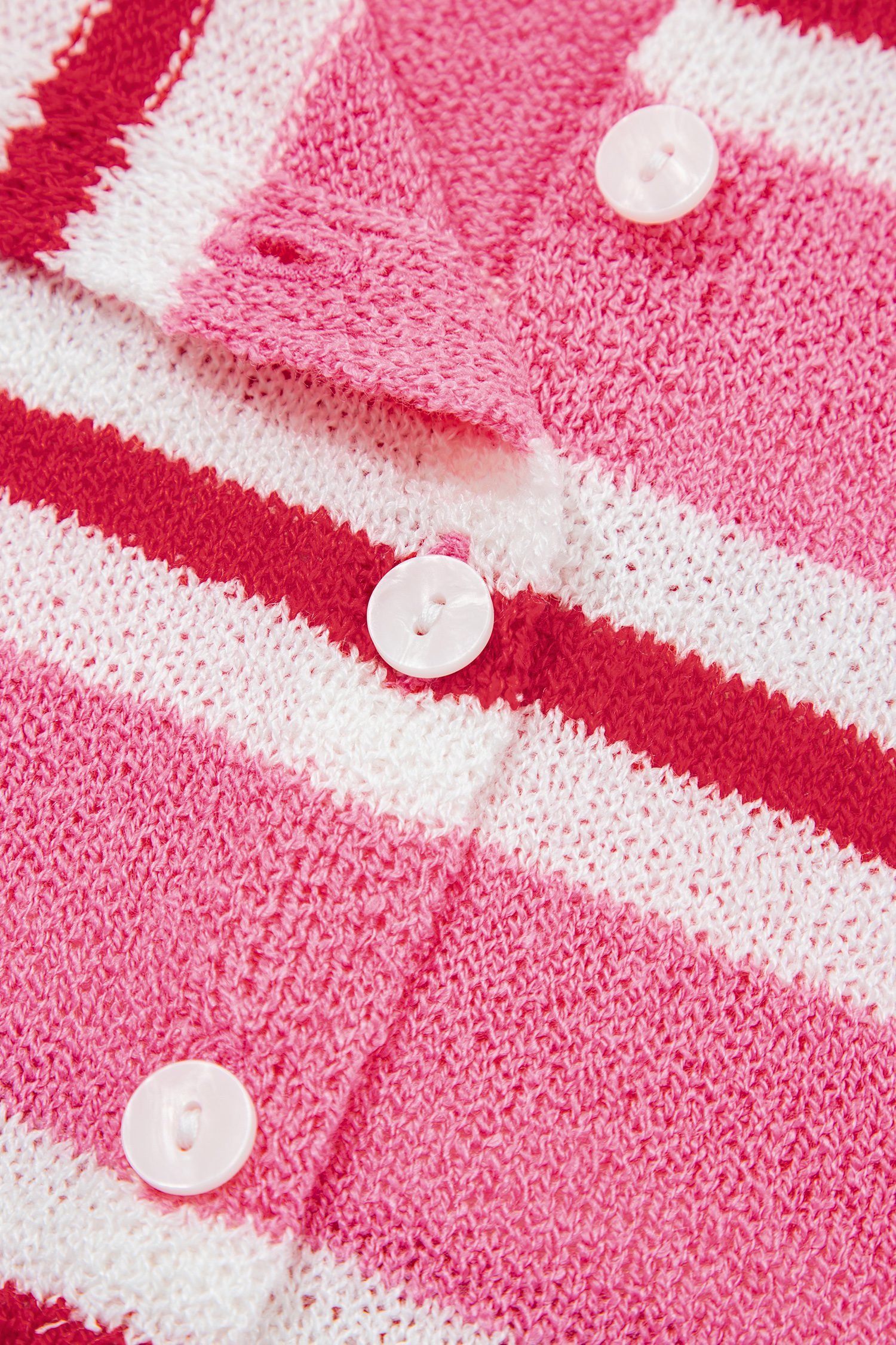 Pink Stripe Striped Drop Shoulder Button Cardigan