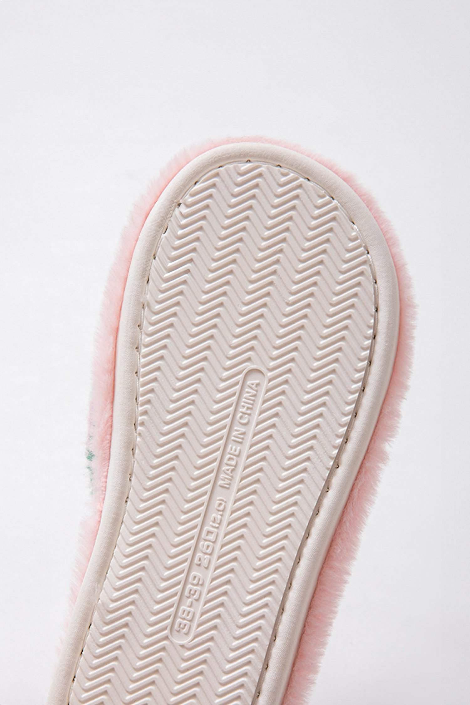 Pink Striped Cross Band Soft Plush Open Toe Slippers