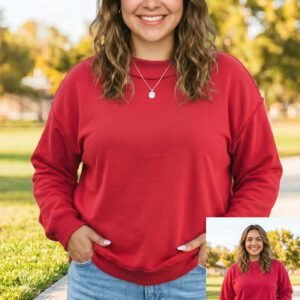 Racing Red Exposed Seam Detail Reversible Double Wear Plus Size Sweatshirt