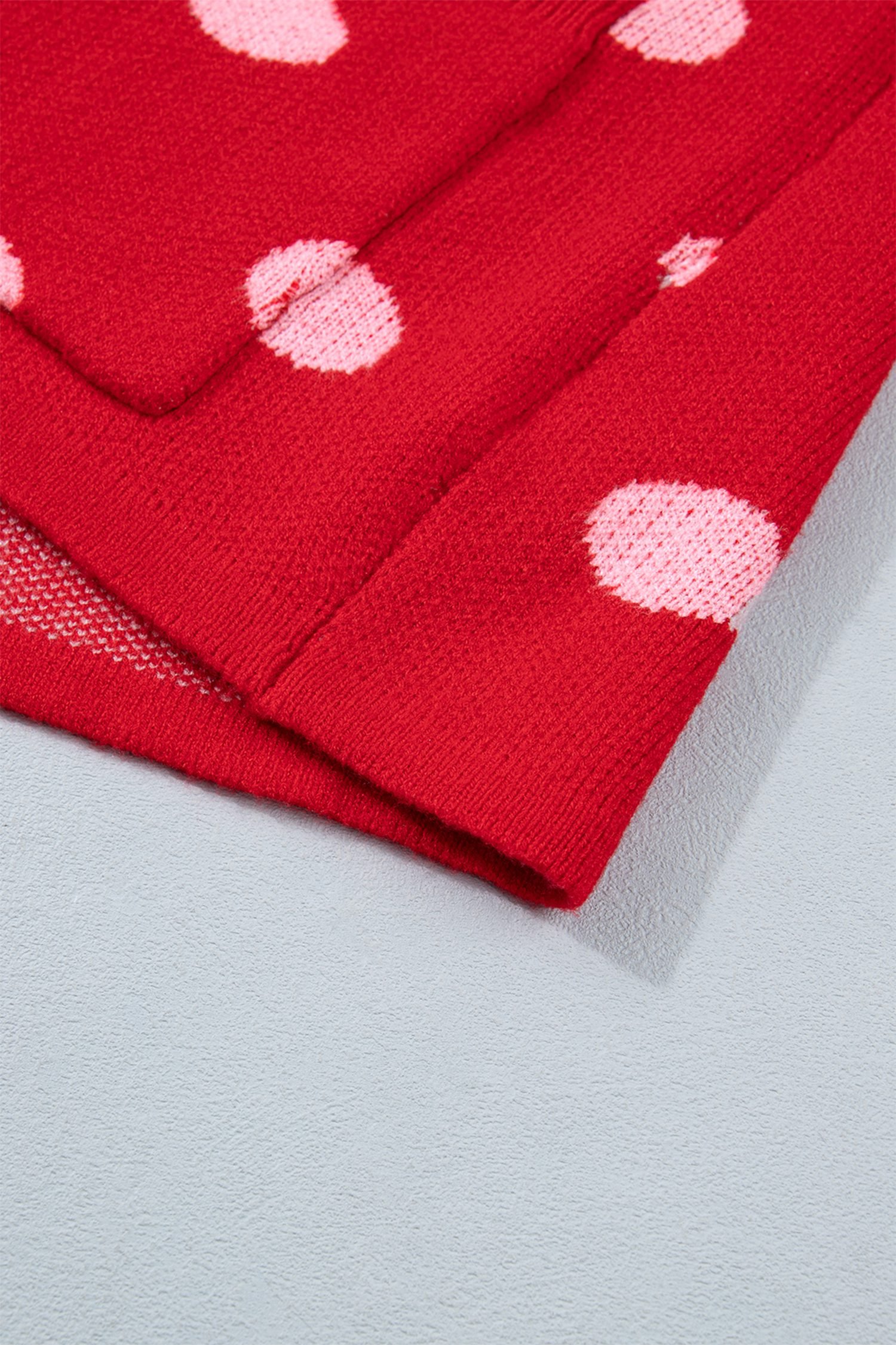 Red Polka Dot Sleeveless Knit Button Drop Shoulder Sweater Vest