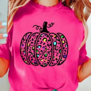 Rose Red Leopard Print Pumpkin Graphic Tee