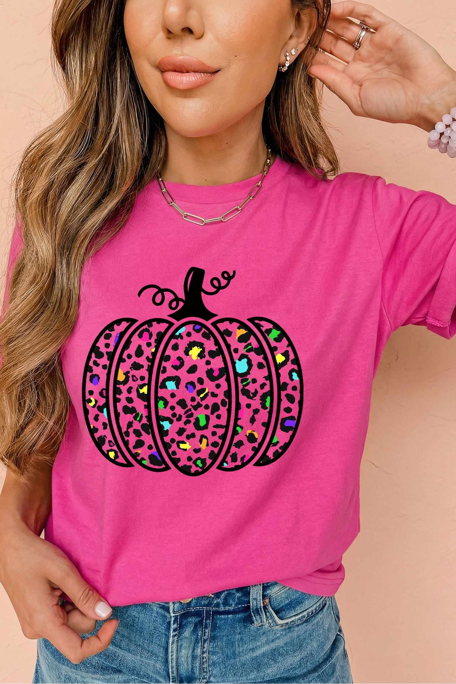 Rose Red Leopard Print Pumpkin Graphic Tee