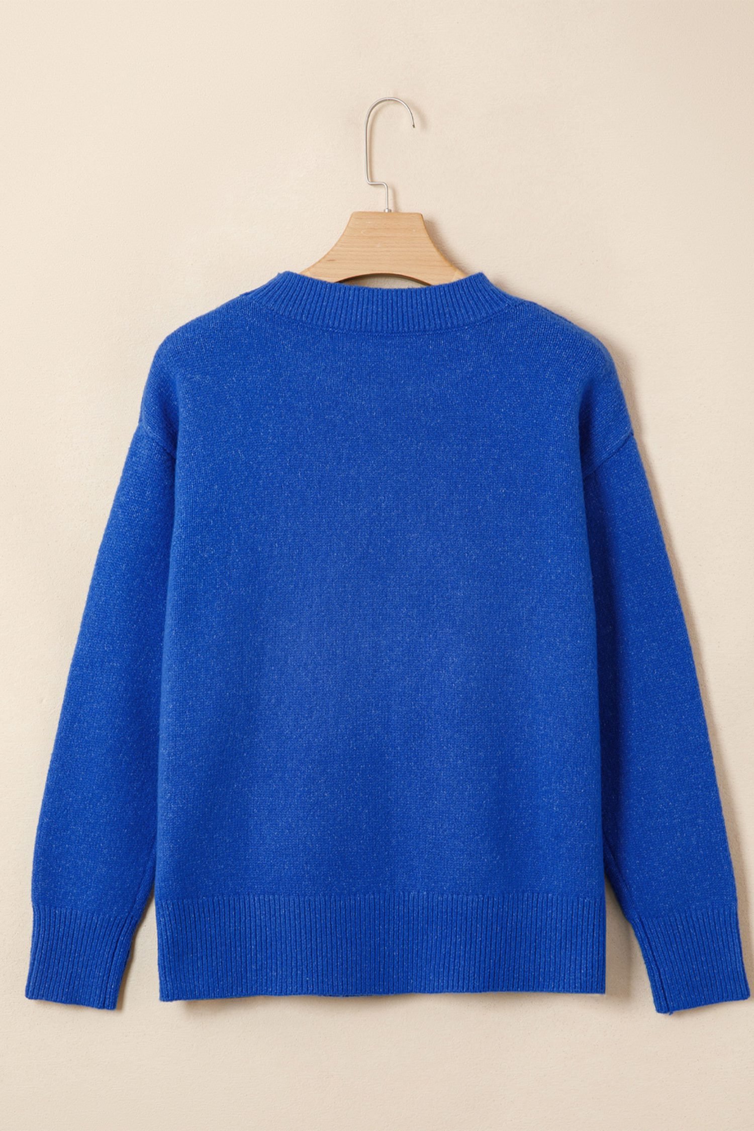 Sky Blue Drop Shoulder Long Sleeve Sweater