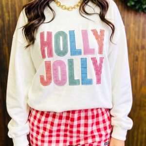 White Christmas Slogan Round Neck Long Sleeve Sweatshirt